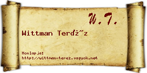 Wittman Teréz névjegykártya